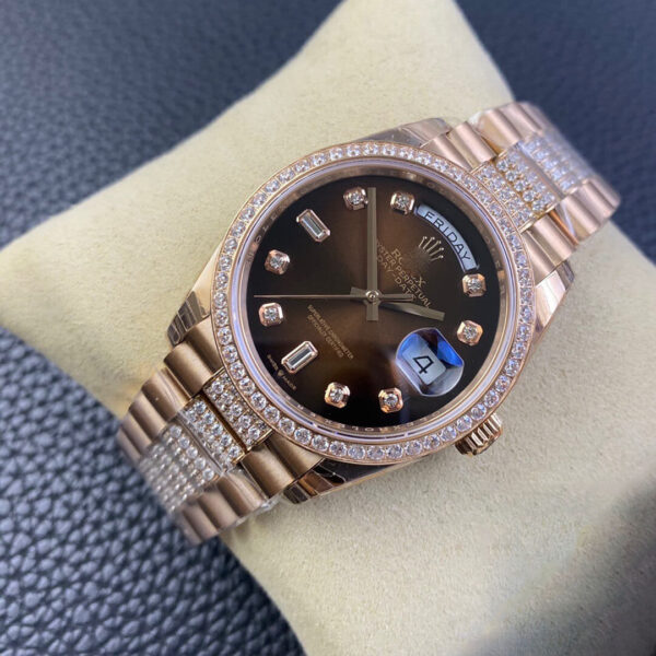 REPLICA ROLEX DAY DATE M128345RBR-0041 EW FACTORY BROWN DIAMOND BEZEL - 图片 3