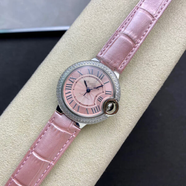 REPLICA BALLON BLEU DE CARTIER 33MM V6 FACTORY PINK LEATHER STRAP - 图片 5