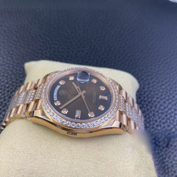 REPLICA ROLEX DAY DATE M128345RBR-0041 EW FACTORY BROWN DIAMOND BEZEL - 图片 4