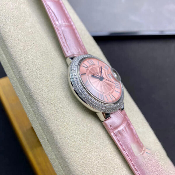 REPLICA BALLON BLEU DE CARTIER 33MM V6 FACTORY PINK LEATHER STRAP - 图片 4