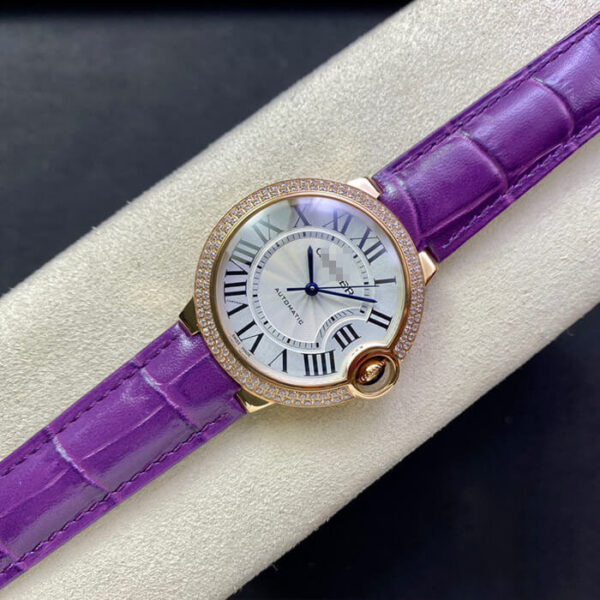 REPLICA BALLON BLEU DE CARTIER 36MM WJBB0009 3K FACTORY PURPLE STRAP - 图片 5
