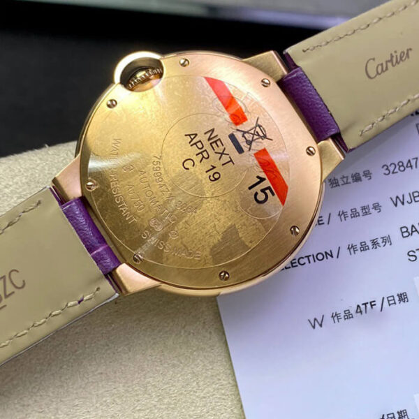 REPLICA BALLON BLEU DE CARTIER 36MM WJBB0009 3K FACTORY PURPLE STRAP - 图片 6