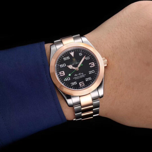 REPLICA ROLEX AIR-KING 116900 ROSE GOLD JF FACTORY BLACK DIAL - 图片 6