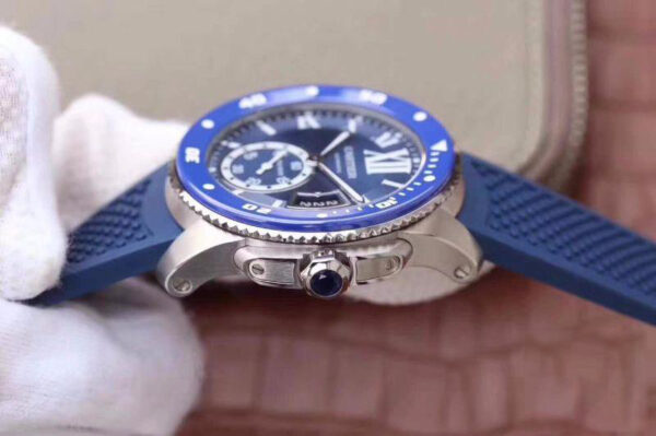 REPLICA CALIBRE DE CARTIER DIVER WSCA0010 42MM JF FACTORY BLUE DIAL - 图片 5